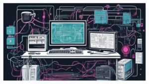 An imaginative and technical illustration of a DIY smart DNS proxy setup. The scene shows a modern workspace with a computer, network cables, and a Raspberry Pi, surrounded by coding snippets and diagrams. Include visual elements representing internet connectivity, such as digital data streams and cloud icons, emphasizing an innovative and tech-savvy atmosphere.